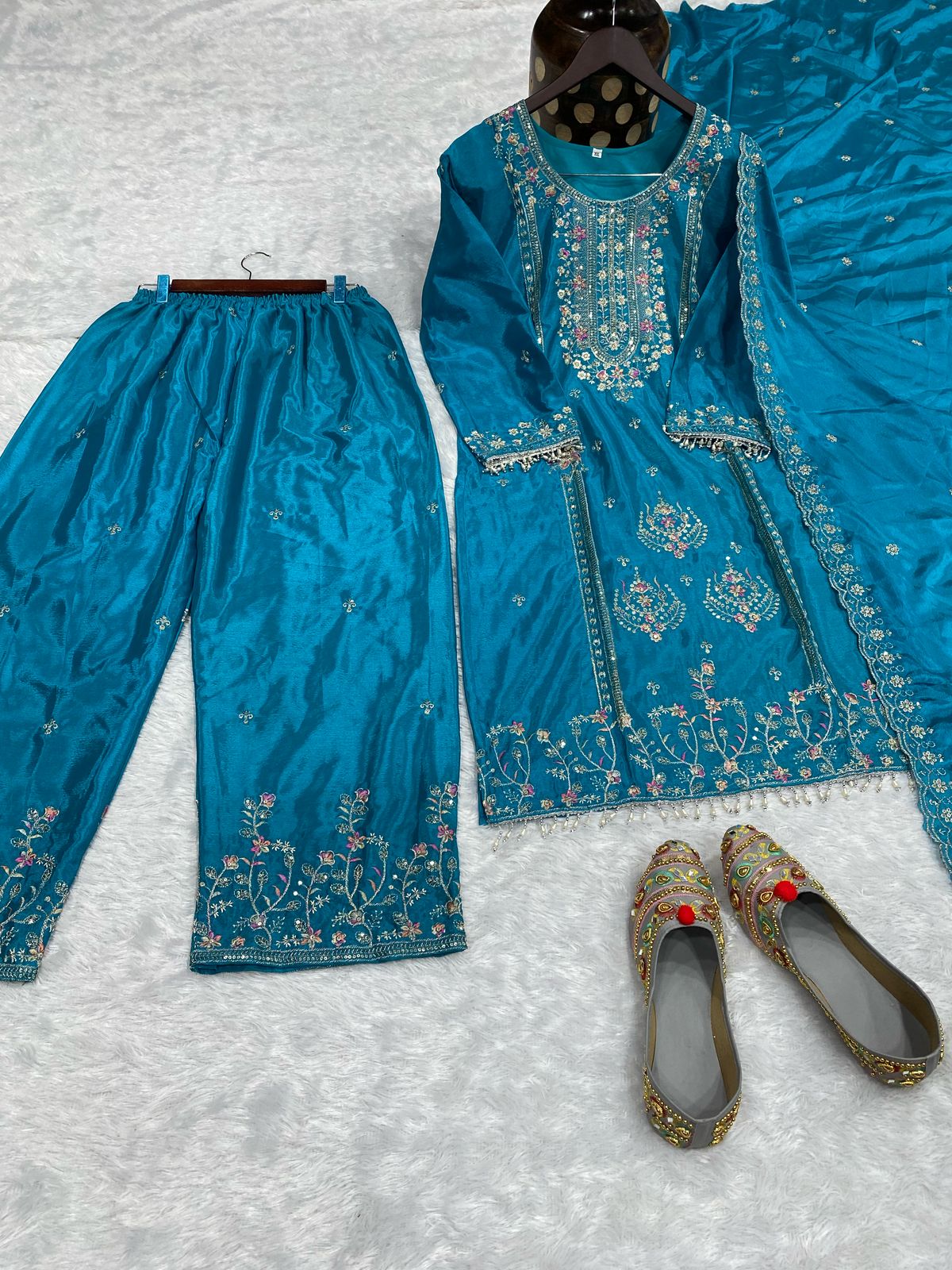 DC G90 Pure Chinon Embroidery Kurti With Bottom Dupatta Orders In India